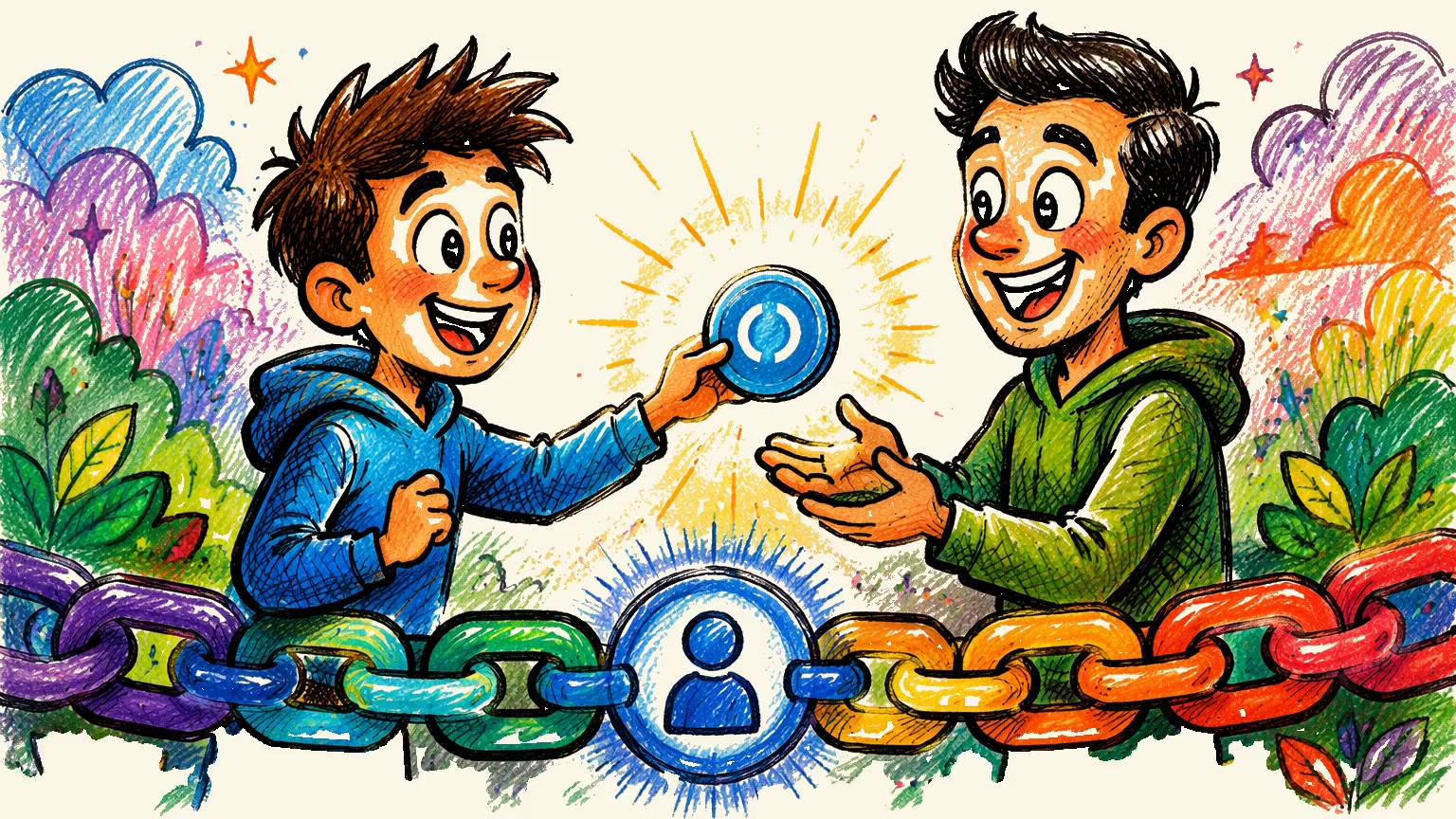 Sponsor and referral connected by a chain of USDC tips